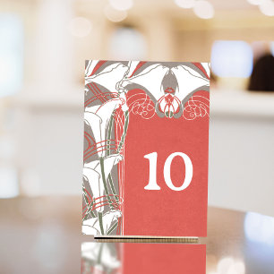 Art Nouveau Calla Lily Elegance Table Number