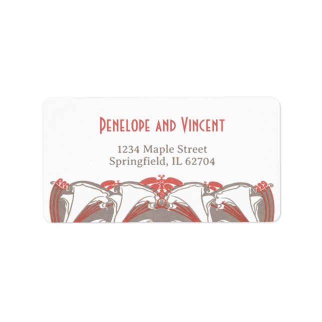 Art Nouveau Calla Lily Elegance Wedding Label (Front)