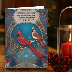 Art Nouveau Cardinals Christian Christmas  Card