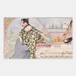 Art Nouveau Carmen Habanera Print – Vintage Opera  Rectangular Sticker