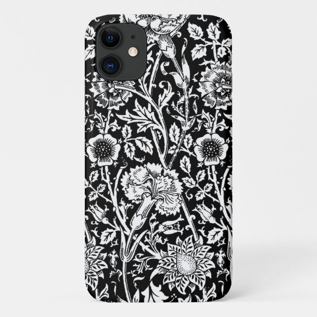 Art Nouveau Carnation Damask, Black and White Case-Mate iPhone Case (Back)