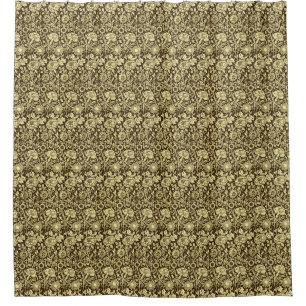 Art Nouveau Carnation Damask, Brown and Cream Shower Curtain