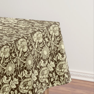 Art Nouveau Carnation Damask, Brown and Cream Tablecloth