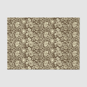 Art Nouveau Carnation Damask, Brown and Cream Tissue Paper