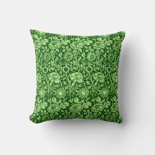 Art Nouveau Carnation Damask, Forest Green Cushion