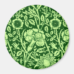 Art Nouveau Carnation Damask, Forest Green Magnet