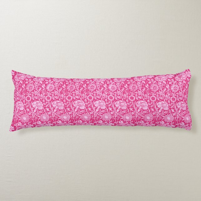 Art Nouveau Carnation Damask, Fuchsia Pink Body Cushion (Front)