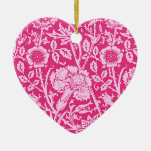 Art Nouveau Carnation Damask, Fuchsia Pink Ceramic Ornament
