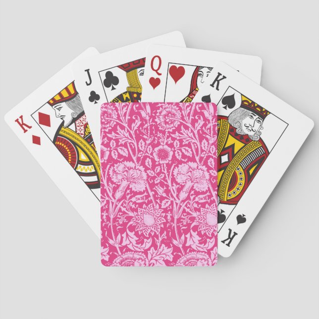 Art Nouveau Carnation Damask, Fuchsia Pink  Playing Cards (Back)