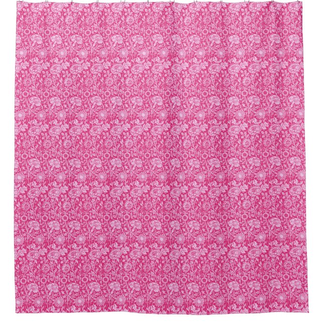 Art Nouveau Carnation Damask, Fuchsia Pink Shower Curtain (Front)