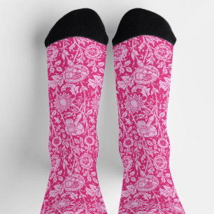 Art Nouveau Carnation Damask, Fuchsia Pink Socks