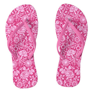 Art Nouveau Carnation Damask, Fuchsia Pink Thongs