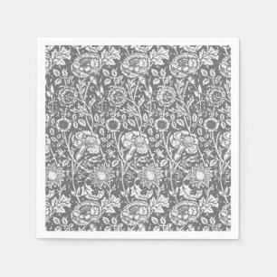 Art Nouveau Carnation Damask, Grey / Grey Napkin