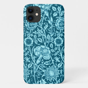 Art Nouveau Carnation Damask, Indigo and Sky Blue  iPhone 11 Case