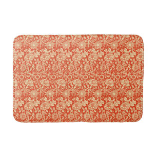 Art Nouveau Carnation Damask, Mandarin Orange Bath Mat