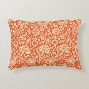 Art Nouveau Carnation Damask, Mandarin Orange Decorative Cushion