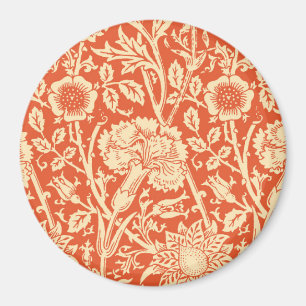 Art Nouveau Carnation Damask, Mandarin Orange Magnet