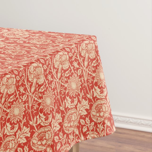 Art Nouveau Carnation Damask, Mandarin Orange Tablecloth (In Situ)