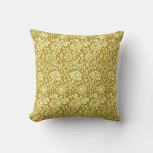 Art Nouveau Carnation Damask, Mustard and Yellow Cushion