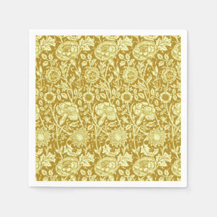 Art Nouveau Carnation Damask, Mustard and Yellow  Napkin