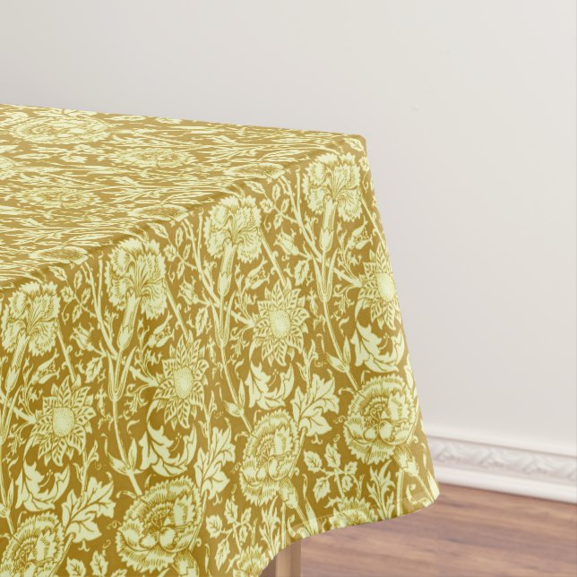 Art Nouveau Carnation Damask, Mustard and Yellow   Tablecloth (In Situ)