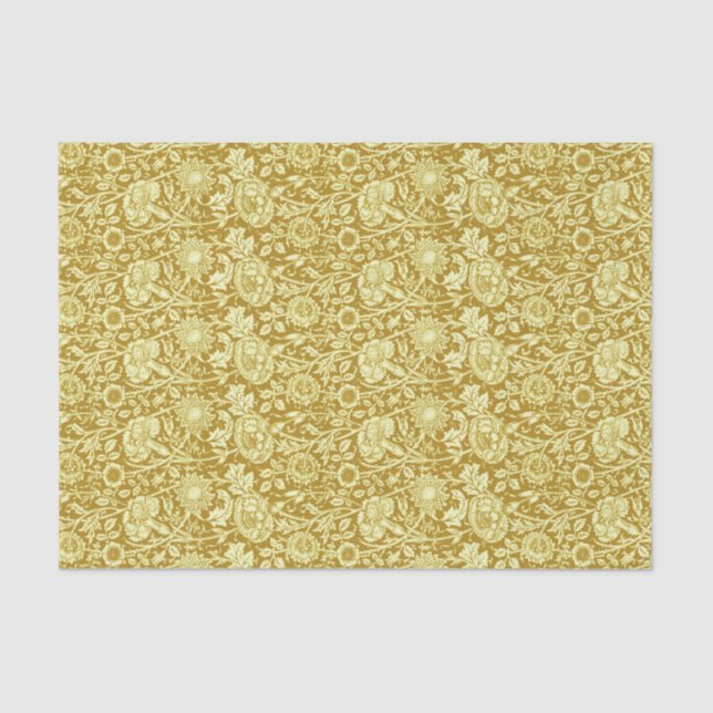 Art Nouveau Carnation Damask, Mustard and Yellow  Tissue Paper (Front)