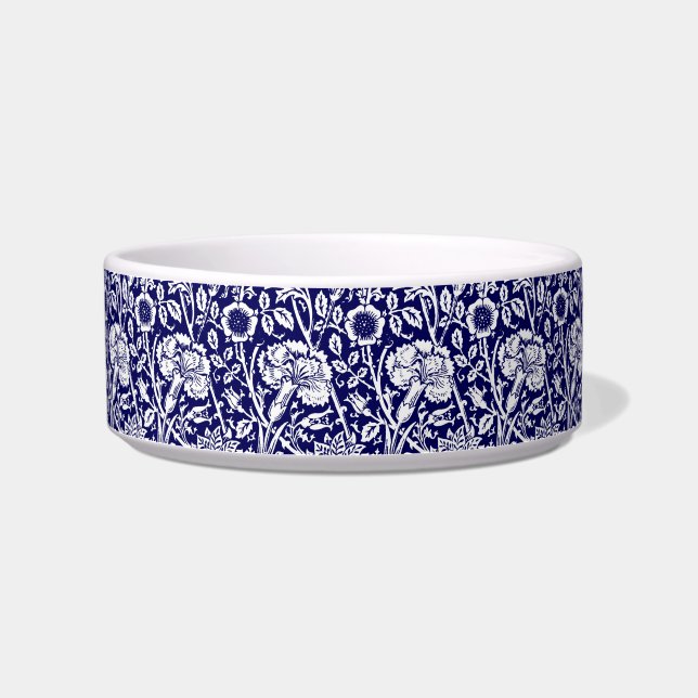 Art Nouveau Carnation Damask, Navy and White Bowl (Left)