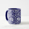 Art Nouveau Carnation Damask, Navy and White
