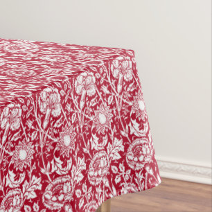 Art Nouveau Carnation Damask, Red and White Tablecloth