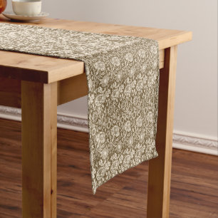 Art Nouveau Carnation Damask, Taupe and Cream Short Table Runner