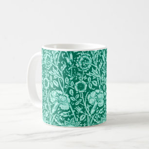 Art Nouveau Carnation Damask, Turquoise and Aqua Coffee Mug