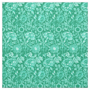 Art Nouveau Carnation Damask, Turquoise Fabric