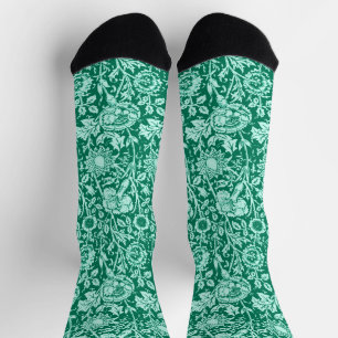 Art Nouveau Carnation Damask, Turquoise Socks