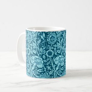 Art Nouveau Carnation, Indigo and Sky Blue  Coffee Mug