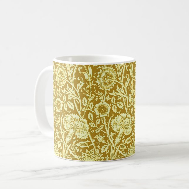 Art Nouveau Carnation, Mustard Gold and Yellow  Coffee Mug (Front Left)