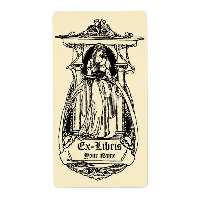 Art Nouveau Cartouche Ex Libris Woman Template (Front)