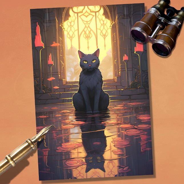 Art Nouveau Cat 1 Decoupage Paper (Creator Uploaded)