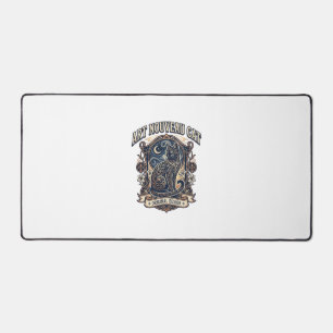 Art Nouveau Cat Cat Art Nouveau Vintage Vector Art Desk Mat