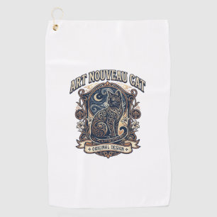 Art Nouveau Cat Cat Art Nouveau Vintage Vector Art Golf Towel