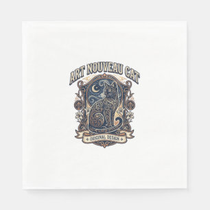 Art Nouveau Cat Cat Art Nouveau Vintage Vector Art Napkin
