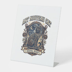 Art Nouveau Cat Cat Art Nouveau Vintage Vector Art Pedestal Sign