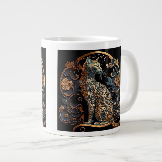 Art Nouveau Cat Espresso Mug  (Front Right)