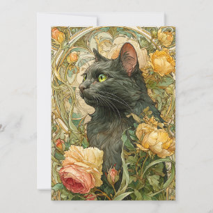 Art Nouveau Cat Holiday Card