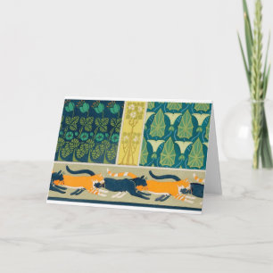 Art Nouveau Cats and Flowers Card