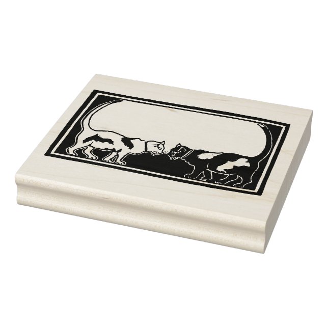 Art Nouveau Cats Rubber Stamp (Stamp)