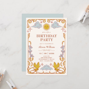 Art nouveau Celestial birthday Invitation