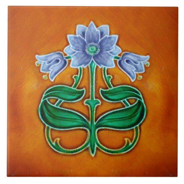 Art Nouveau ceramic fireplace wall tile (Front)