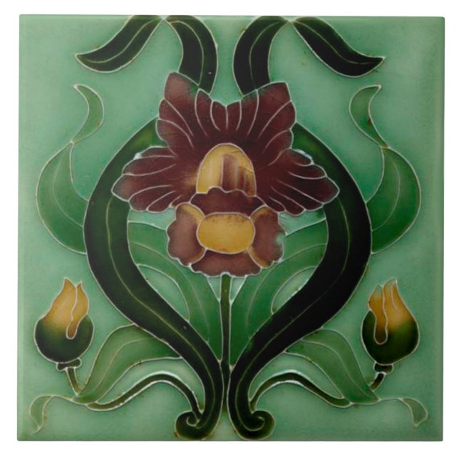 Art Nouveau Ceramic fireplace wall tile (Front)