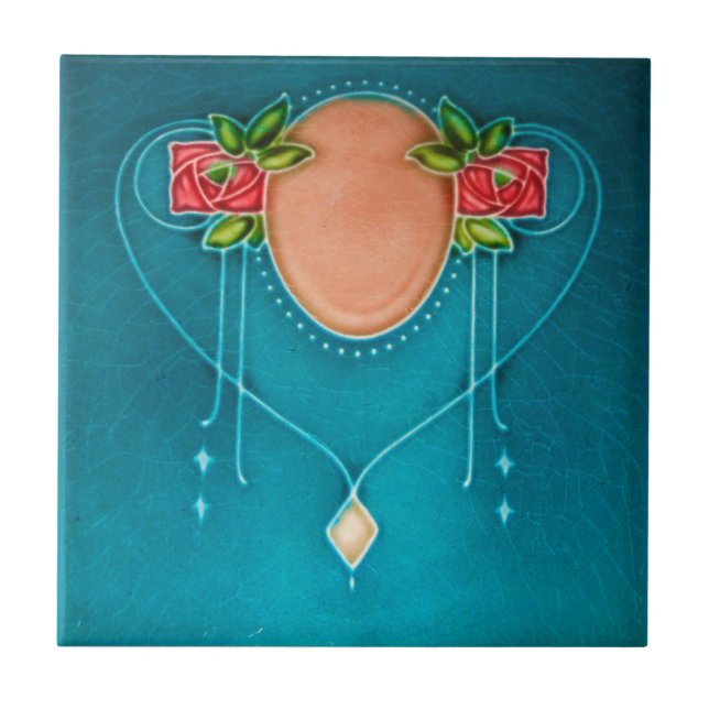 Art Nouveau Ceramic Fireplace Wall tile (Front)