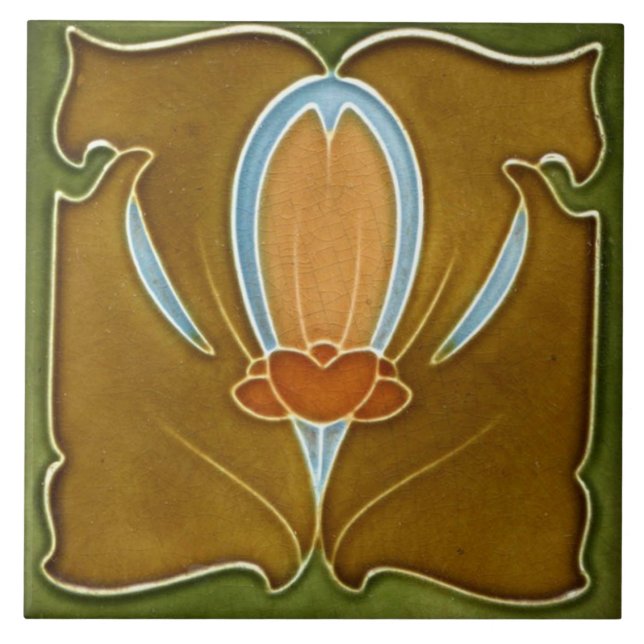 Art nouveau ceramic fireplace wall tile murals (Front)